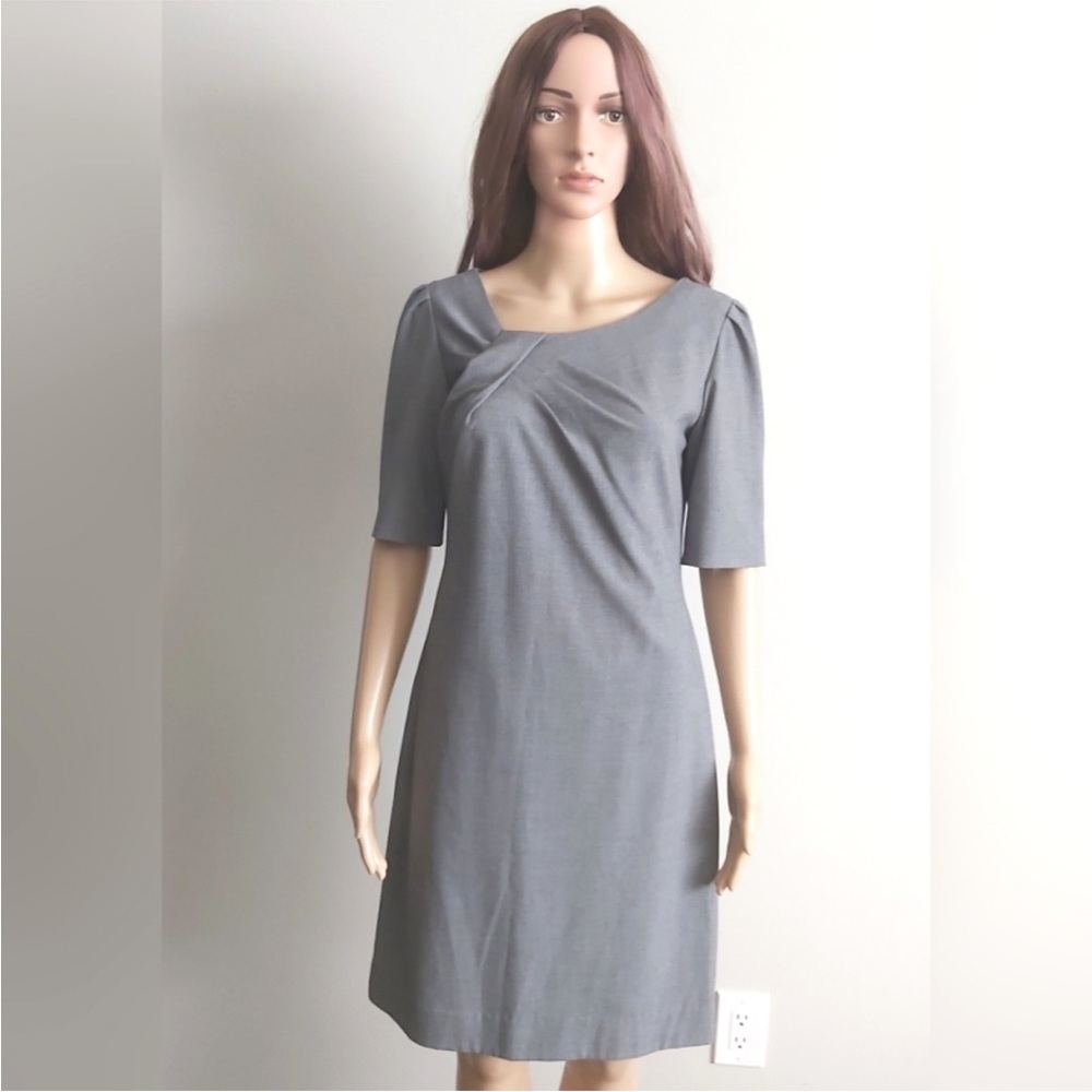 Tahari dress Arthur S. Levine gray lined short sleeves